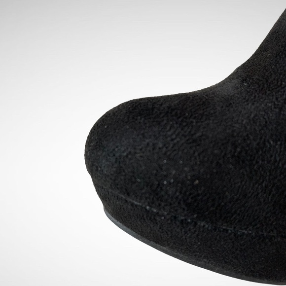 Black Faux Suede Side Bow Heel Ankle Bootie Boots NWT - Picture 6 of 9